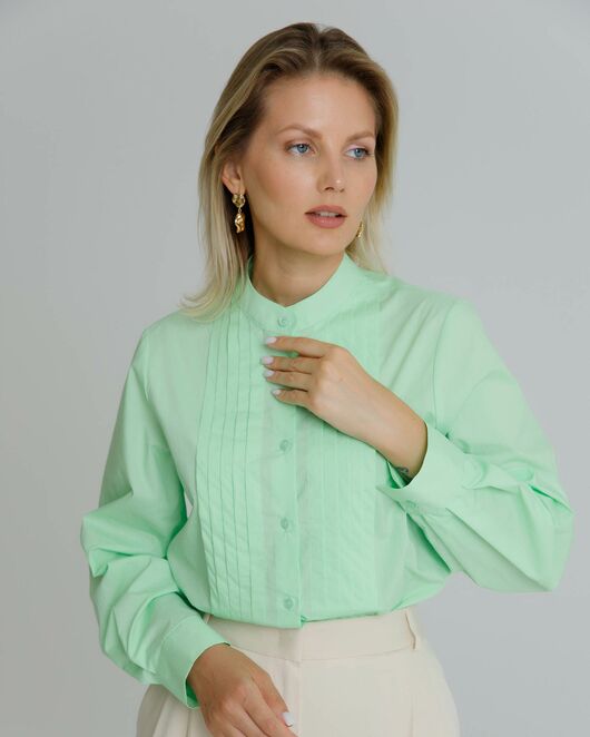 Рубашка женская с манишкой яблочная - 8566 от byME 
