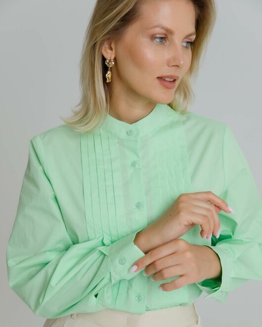 Рубашка женская с манишкой яблочная - 8566 от byME 