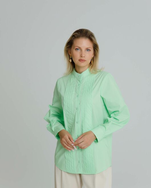 Рубашка женская с манишкой яблочная - 8566 от byME 