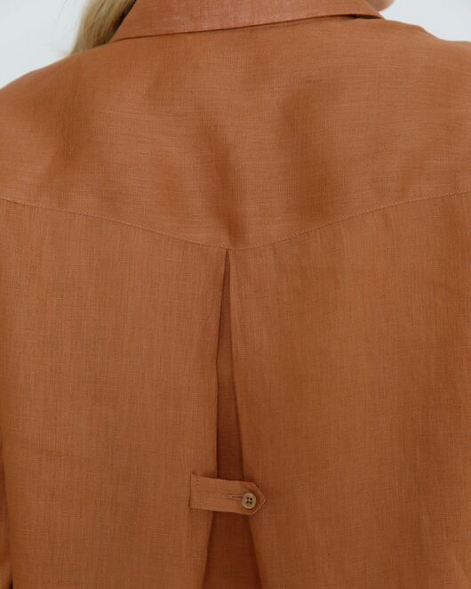 Женская рубашка изо льна коричневая - 8571 от byME 