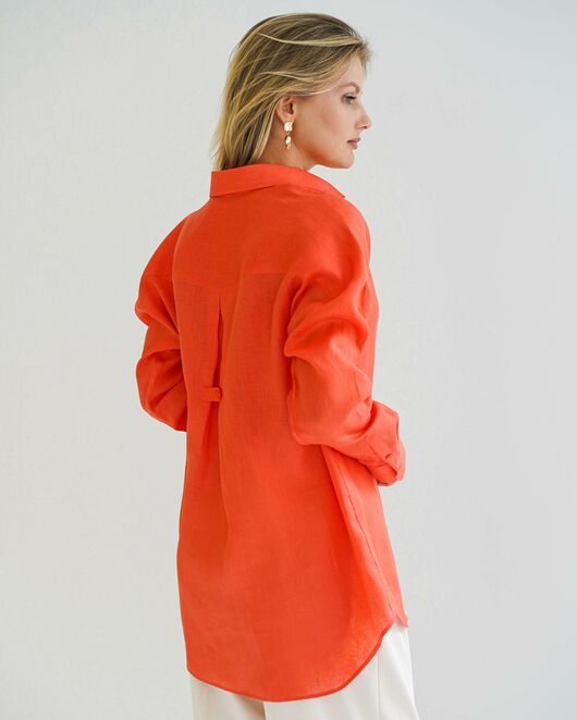 Женская рубашка льняная оранж - 8572 от byME 