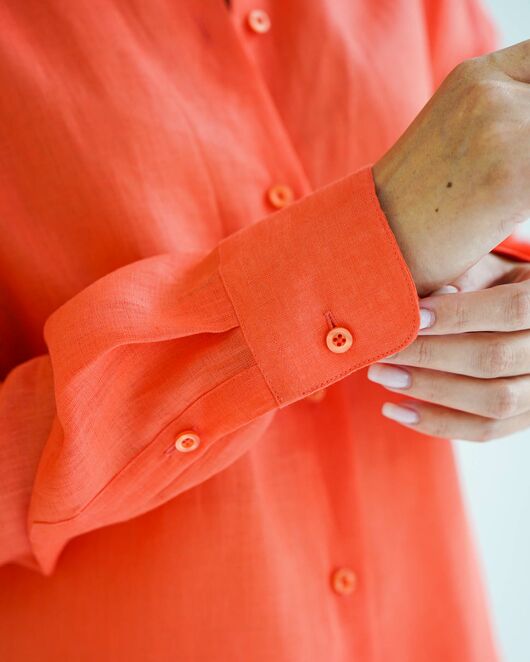 Женская рубашка льняная оранж - 8572 от byME 