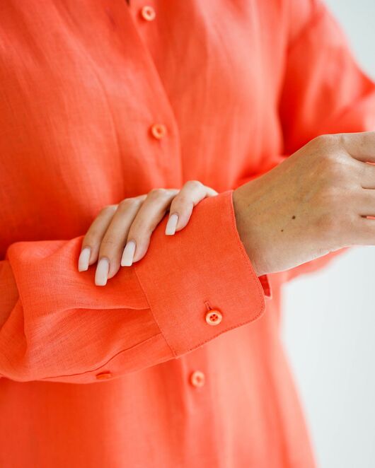 Женская рубашка льняная оранж - 8572 от byME 
