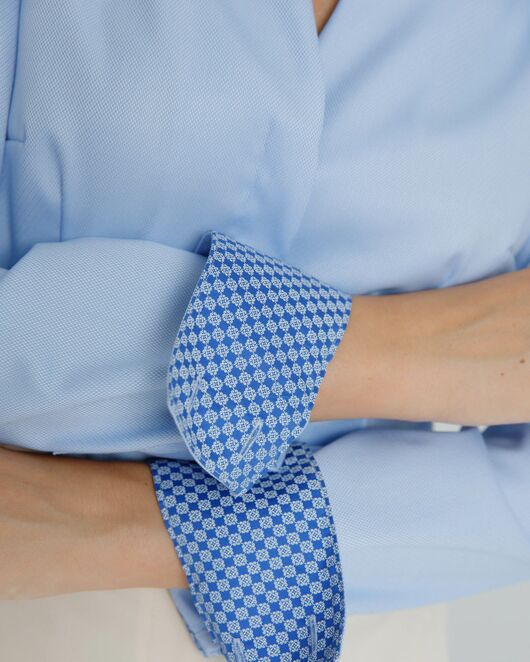 Женская рубашка воротник стойка под пуговицы с отделкой - 8588 от ByME 