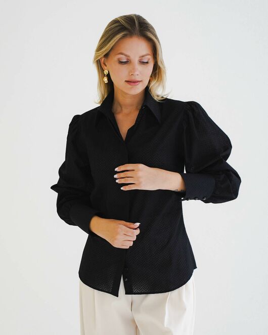 Женская рубашка с супатной застежкой черная - 8598 от byME  Женская рубашка с супатной застежкой черная - 8598 от byME
