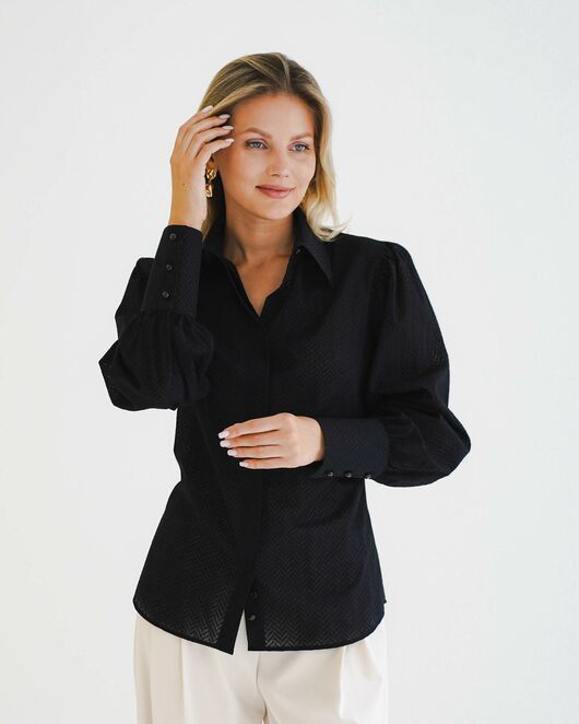 Женская рубашка с супатной застежкой черная - 8598 от byME  Женская рубашка с супатной застежкой черная - 8598 от byME