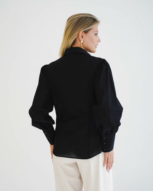 Женская рубашка с супатной застежкой черная - 8598 от byME  Женская рубашка с супатной застежкой черная - 8598 от byME