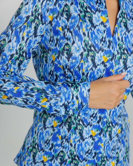 Женская рубашка под пуговицы воротник стойка разноцветная с отделкой- 8609 от byME 