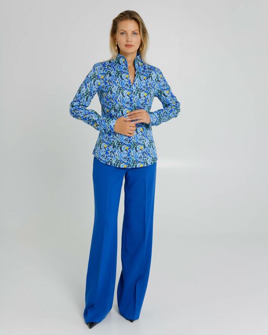 Женская рубашка под пуговицы воротник стойка разноцветная с отделкой- 8609 от byME 