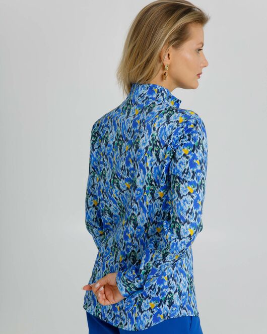 Женская рубашка под пуговицы воротник стойка разноцветная с отделкой- 8609 от byME 