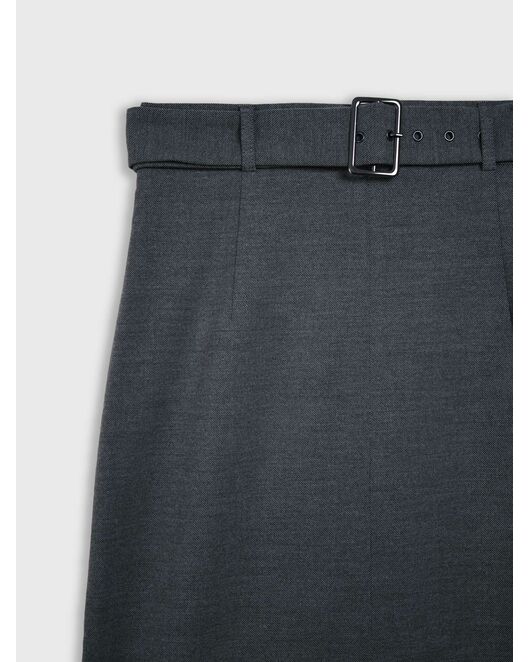 Юбка-карандаш женская со съемным поясом серая от  