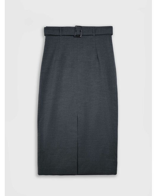 Юбка-карандаш женская со съемным поясом серая от  