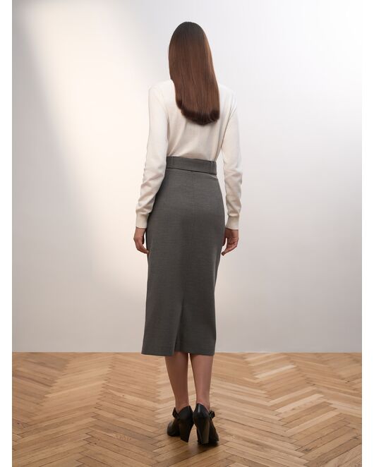 Юбка-карандаш женская со съемным поясом серая от  
