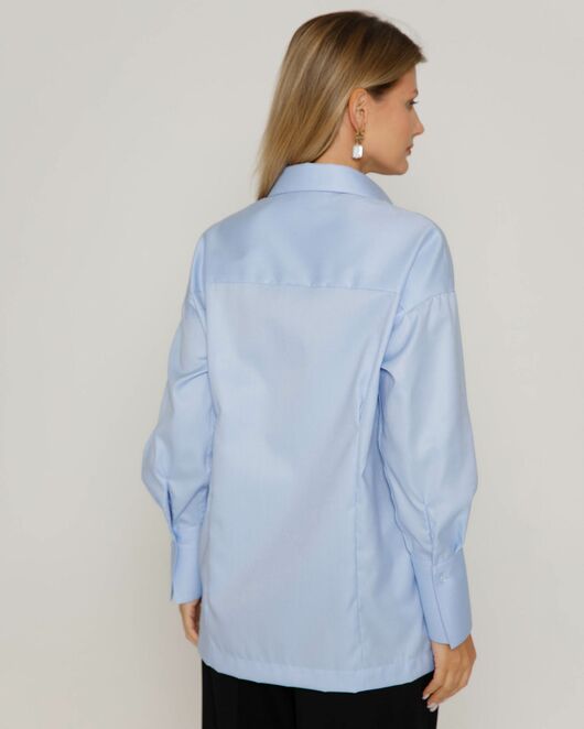 Женская рубашка с высоким манжетом голубая - 8500N от ByME 