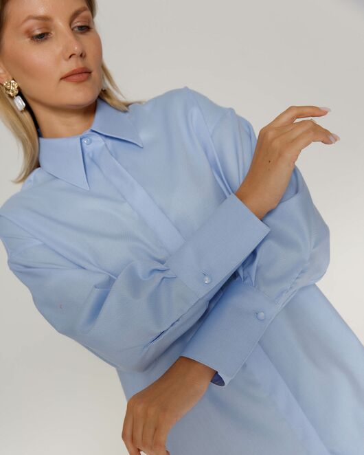 Женская рубашка с высоким манжетом голубая - 8500N от ByME 