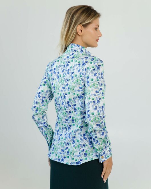 Женская рубашка под запонки воротник стойка принт акварель - 8606 от byME 