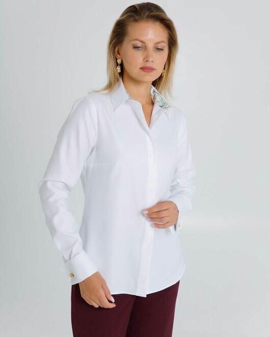 Женская рубашка под запонки с яркой отделкой из премиального хлопка двойное кручение нити- 8624 от byME 