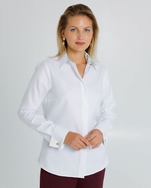 Женская рубашка под запонки с яркой отделкой из премиального хлопка двойное кручение нити- 8624 от byME 