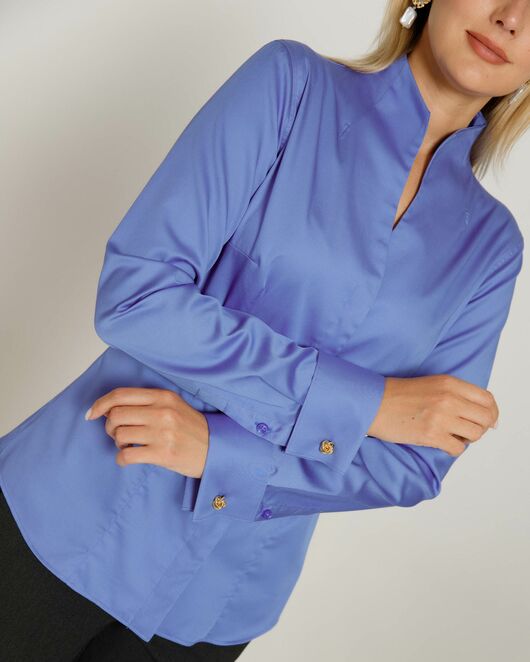 Женская рубашка под запонку воротник стойка - 8648 от byME 