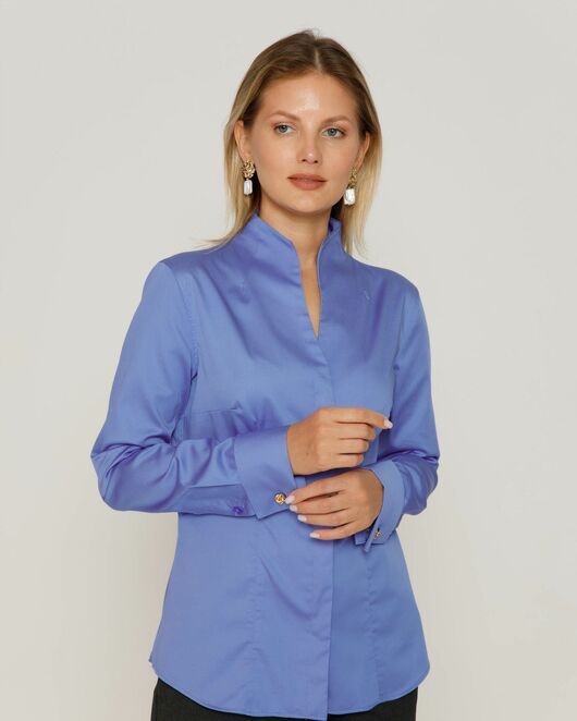 Женская рубашка под запонку воротник стойка - 8648 от byME 