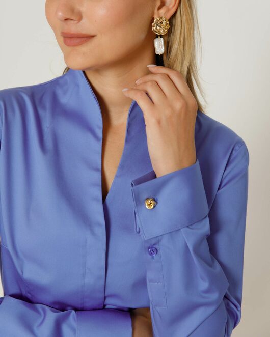 Женская рубашка под запонку воротник стойка - 8648 от byME 