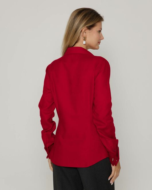 Женская рубашка под запонку из фактурной ткани бордовая- 8657 от byME 