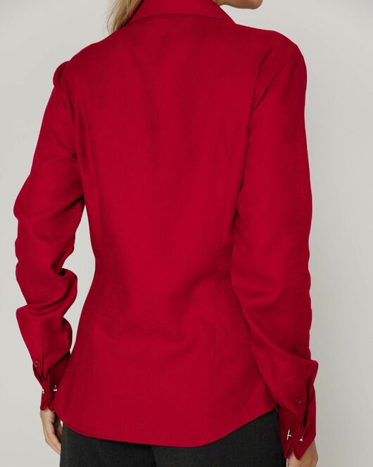 Женская рубашка под запонку из фактурной ткани бордовая- 8657 от byME 