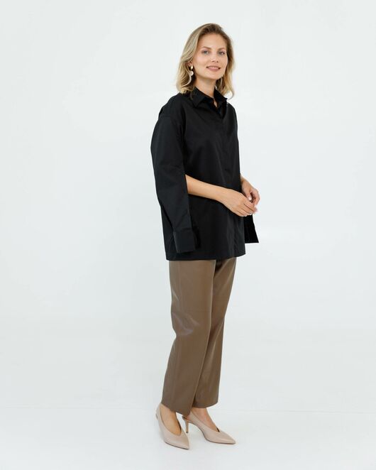 Женская рубашка из хлопка сатинового плетения с пуговицами на рукавах- 8672 от byME 