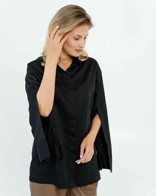 Женская рубашка из хлопка сатинового плетения с пуговицами на рукавах- 8672 от byME 