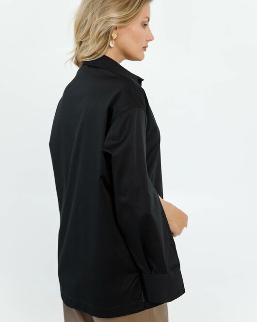 Женская рубашка из хлопка сатинового плетения с пуговицами на рукавах- 8672 от byME 