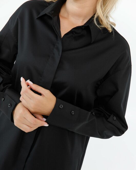 Женская рубашка из хлопка сатинового плетения с пуговицами на рукавах- 8672 от byME 