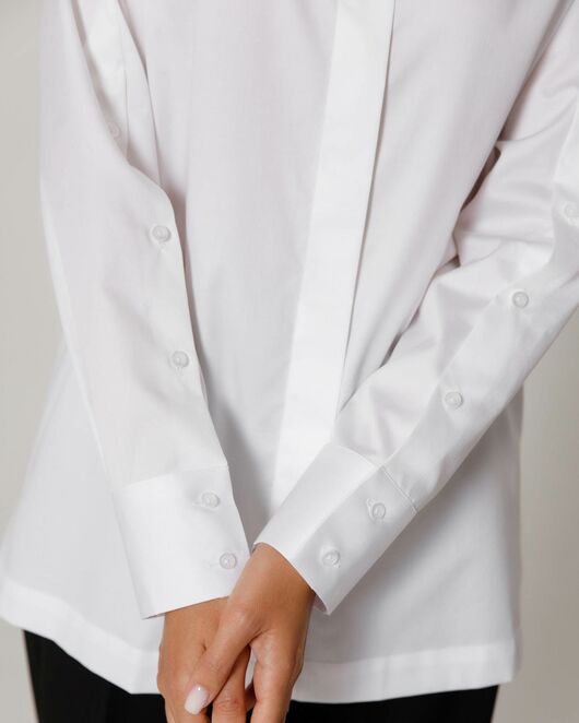 Женская рубашка из хлопка сатинового плетения с пуговицами на рукавах- 8673 от byME 