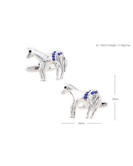 Запонки лошадь с голубыми кристаллами - 190213 от  