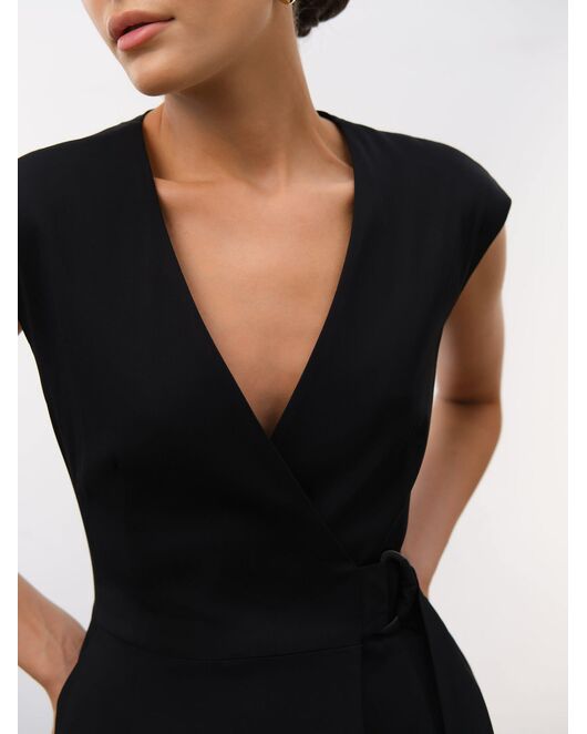 Платье миди на запах черное от byME 