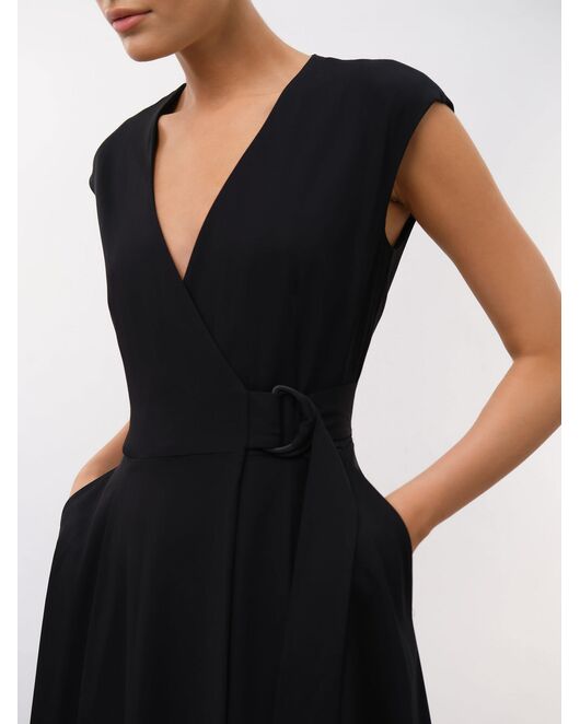 Платье миди на запах черное от byME 