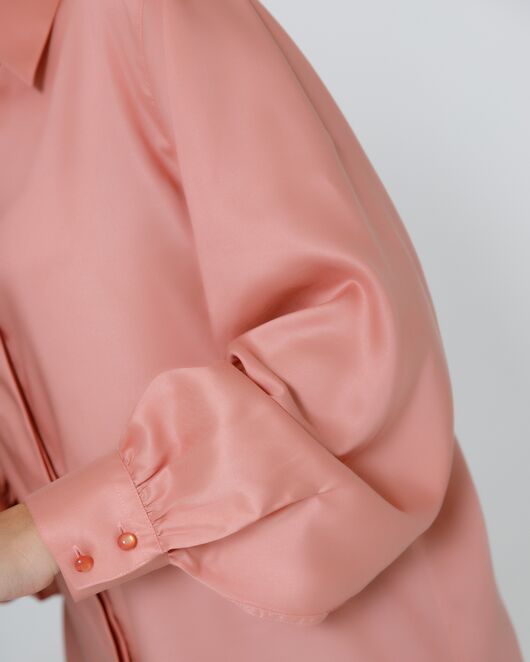Женская рубашка под пуговицу персиковая в прямом силуэте - 8522 от byME 