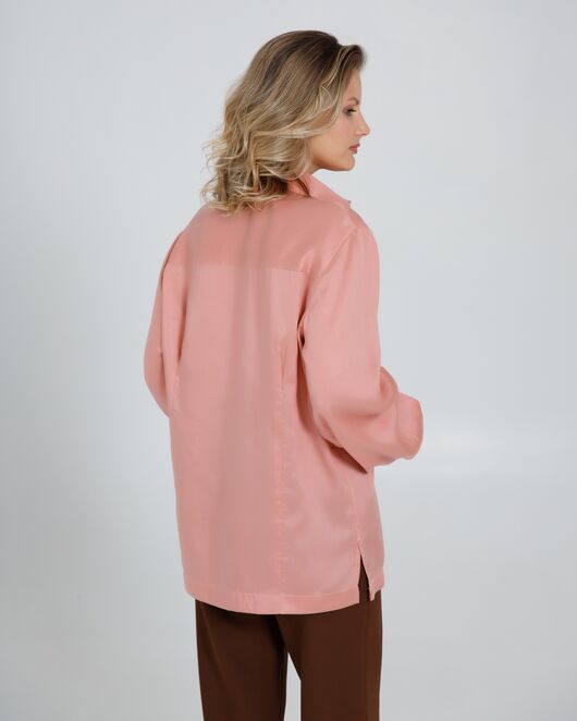 Женская рубашка под пуговицу персиковая в прямом силуэте - 8522 от byME 