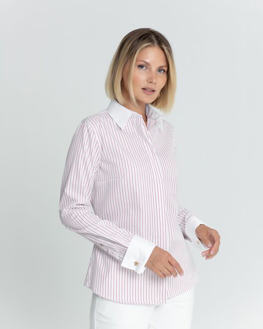 Женская рубашка под запонку в красную полоску - 8564 от byME 