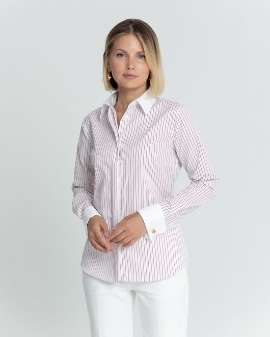 Женская рубашка под запонку в красную полоску - 8564 от byME 