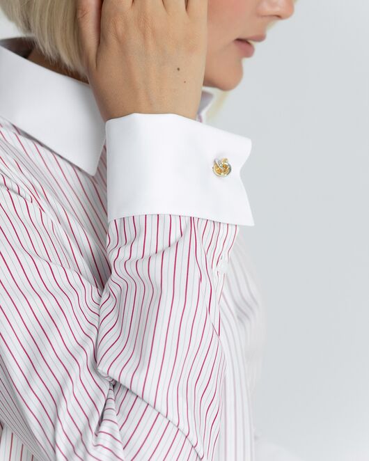 Женская рубашка под запонку в красную полоску - 8564 от byME 