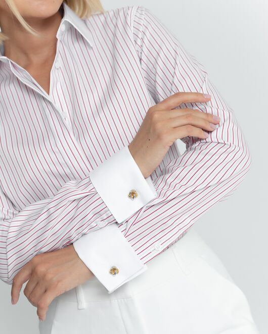 Женская рубашка под запонку в красную полоску - 8564 от byME 