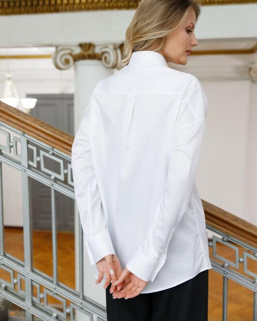 Женская рубашка  прямого силуэта с универсальной манжетой - 8669 от  