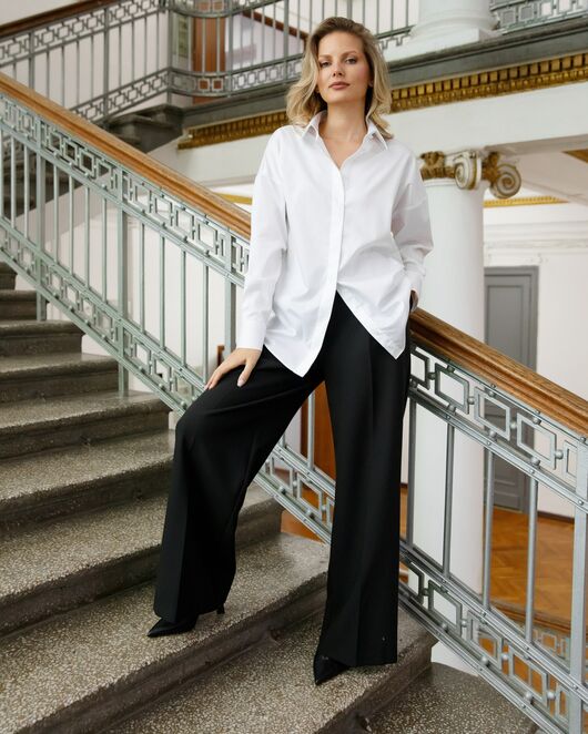 Женская рубашка  прямого силуэта с универсальной манжетой - 8669 от  