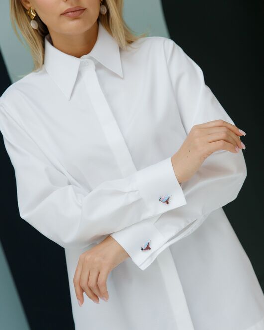 Рубашка хлопковая с универсальной манжетой- 8694 от byME 