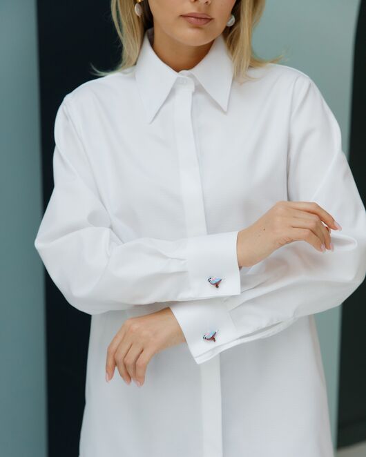 Рубашка хлопковая с универсальной манжетой- 8694 от byME 