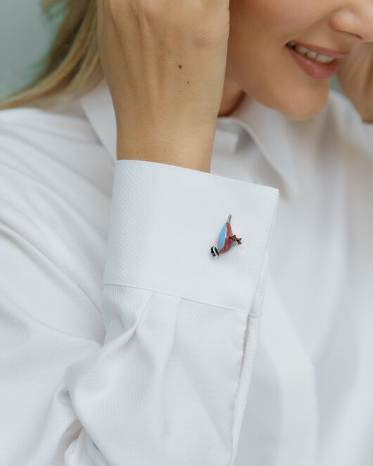 Рубашка хлопковая с универсальной манжетой- 8694 от byME 