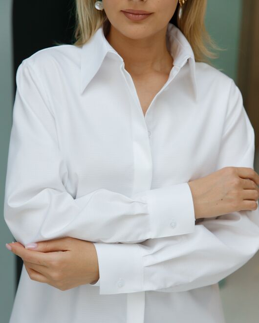 Рубашка хлопковая с универсальной манжетой- 8694 от byME 