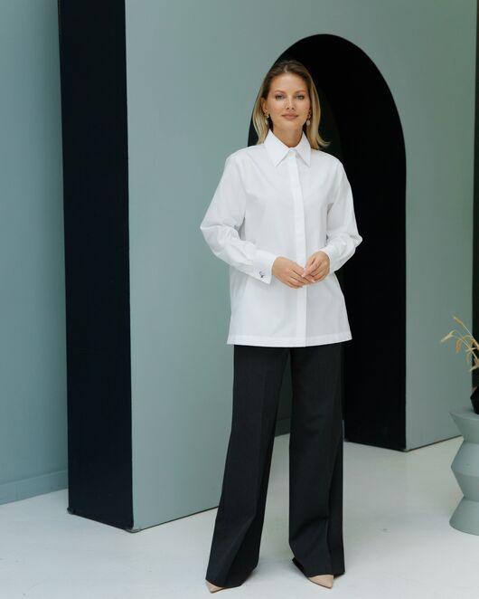 Рубашка хлопковая с универсальной манжетой- 8694 от byME 