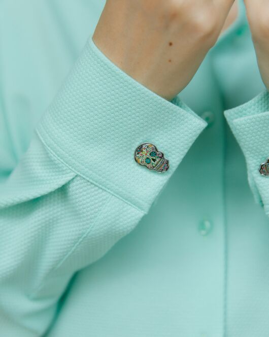 Рубашка в прямом силуэте в мятном цвете фактурной ткани 8697 от ByME 