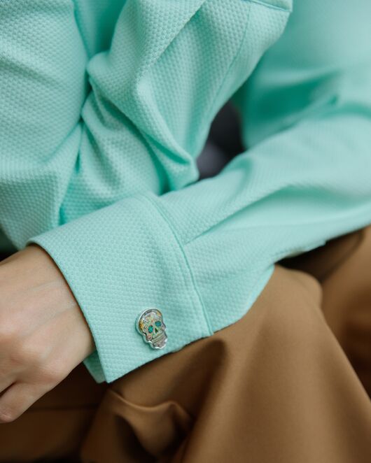 Рубашка в прямом силуэте в мятном цвете фактурной ткани 8697 от ByME 